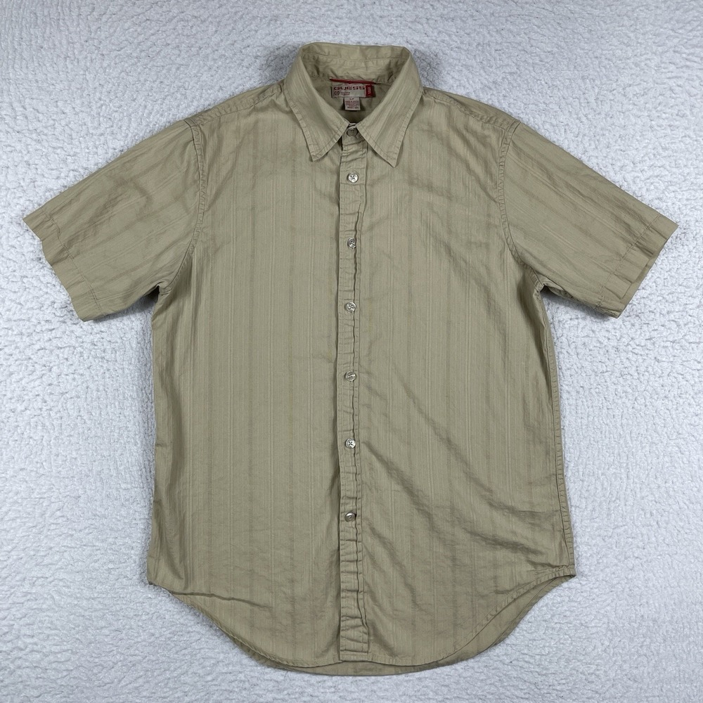 Guess Shirt Mens Small Beige Casual Preppy Workwear Travel Everyday Office‎ Work
